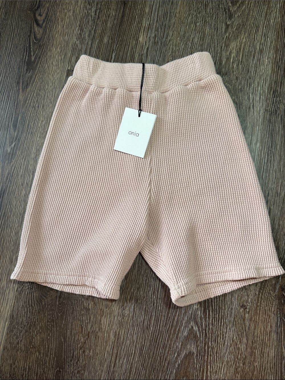 Onia Women’s waffle Knit Biker Shorts in Pale Pink